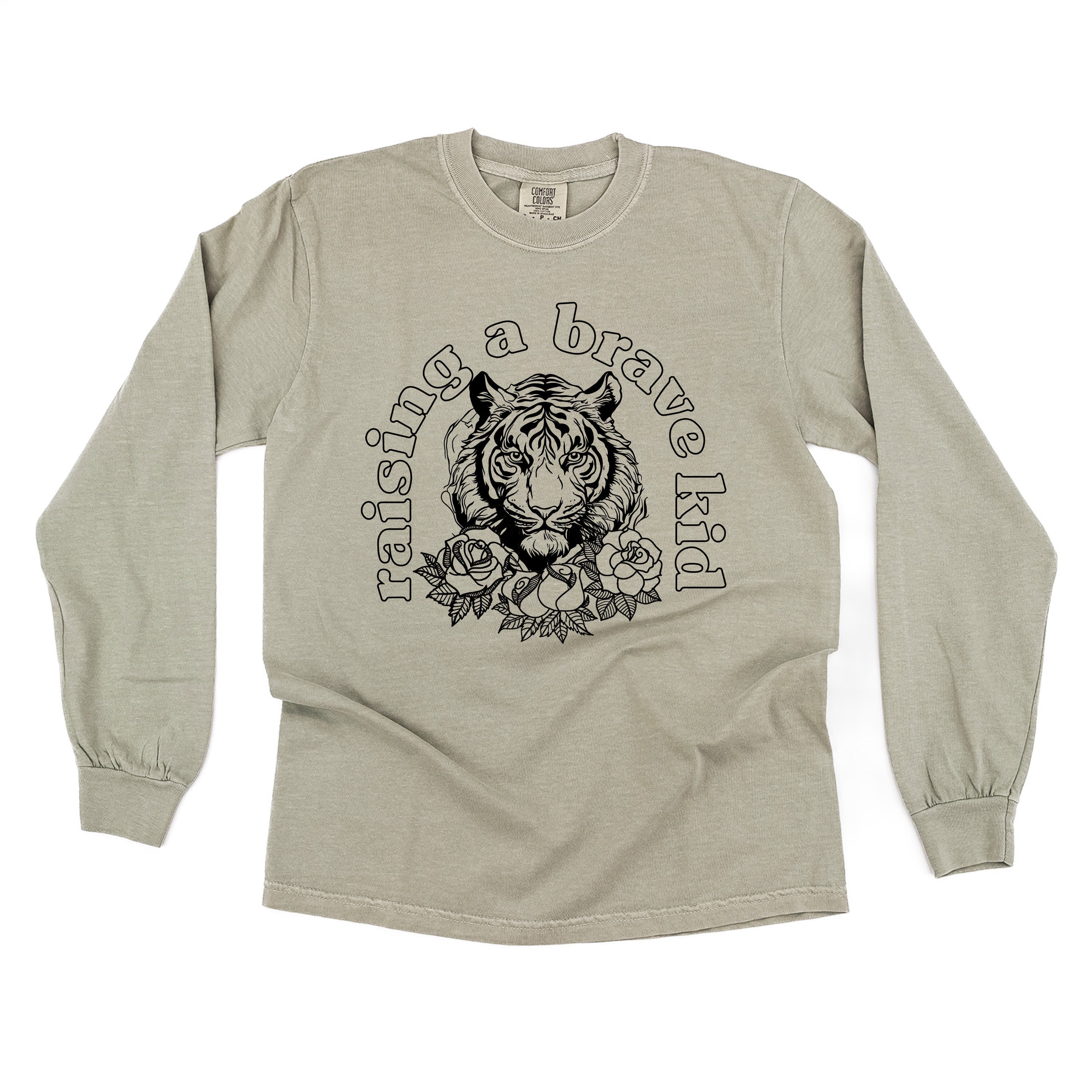Raising A Brave Kid (Singular) - LONG SLEEVE Comfort Colors Tee Little Mama Shirt Shop