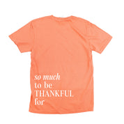 Embroidered Tone on Tone Comfort Colors Tee -  THANKFUL embroidered front with printed SO MUCH TO BE THANKFUL FOR back Little Mama Shirt Shop LLC
