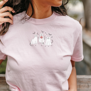 Embroidered Short Sleeve Comfort Colors Tee - Ghost Cats on the Prowl Little Mama Shirt Shop
