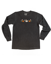 Embroidered LONG SLEEVE Comfort Colors Tee - Pumpkins and Flowers (center) Little Mama Shirt Shop