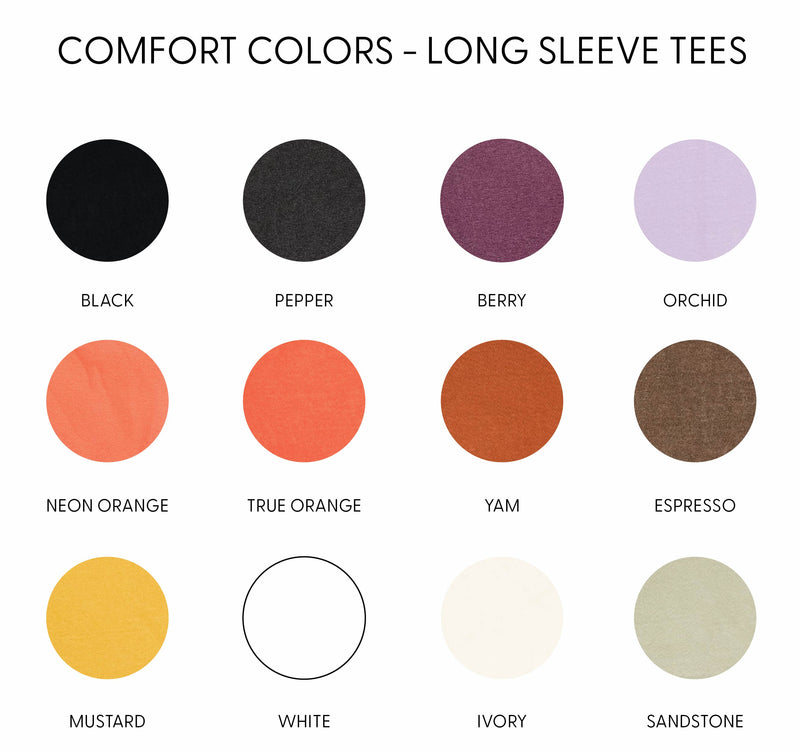 Embroidered Long Sleeve Comfort Colors Tee - Four Fall Favorites