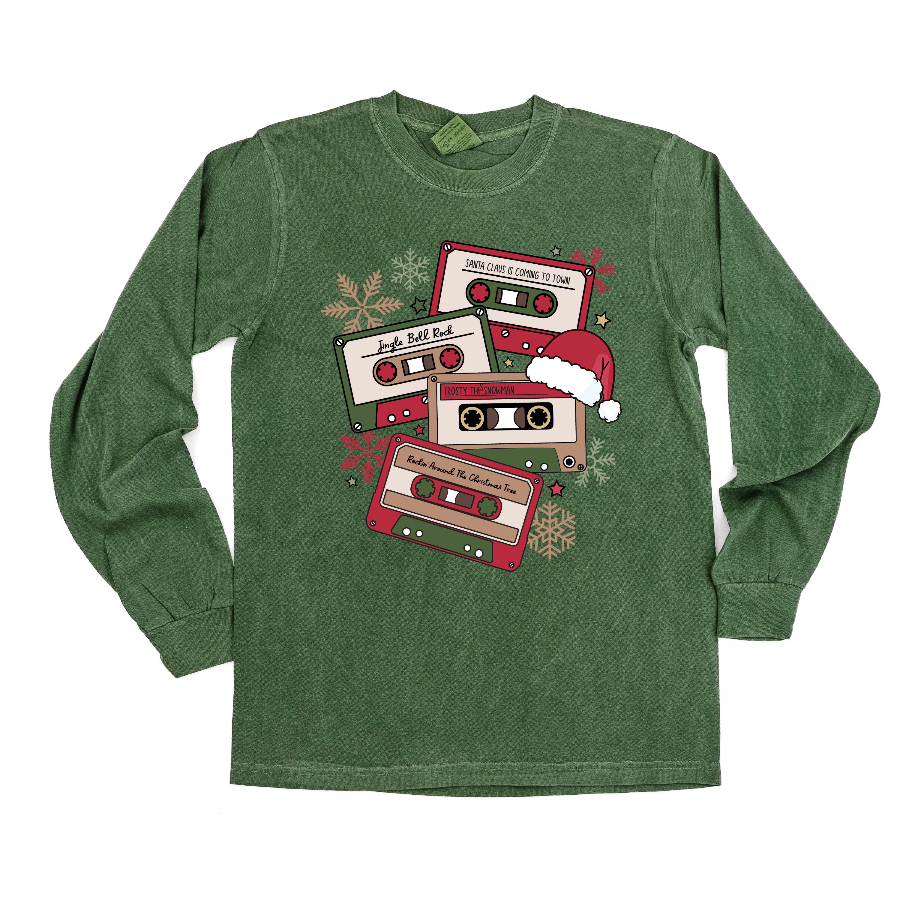 Christmas Cassette Tapes - LONG SLEEVE Comfort Colors Tee Little Mama Shirt Shop