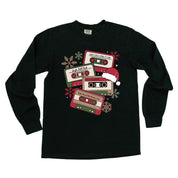Christmas Cassette Tapes - LONG SLEEVE Comfort Colors Tee Little Mama Shirt Shop