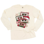 Christmas Cassette Tapes - LONG SLEEVE Comfort Colors Tee Little Mama Shirt Shop