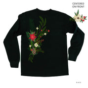 Poinsettia & Winter Flower Cascade (centered & b) - LONG SLEEVE Comfort Colors Tee Little Mama Shirt Shop