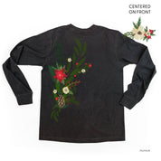 Poinsettia & Winter Flower Cascade (centered & b) - LONG SLEEVE Comfort Colors Tee Little Mama Shirt Shop