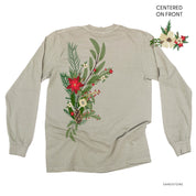 Poinsettia & Winter Flower Cascade (centered & b) - LONG SLEEVE Comfort Colors Tee Little Mama Shirt Shop