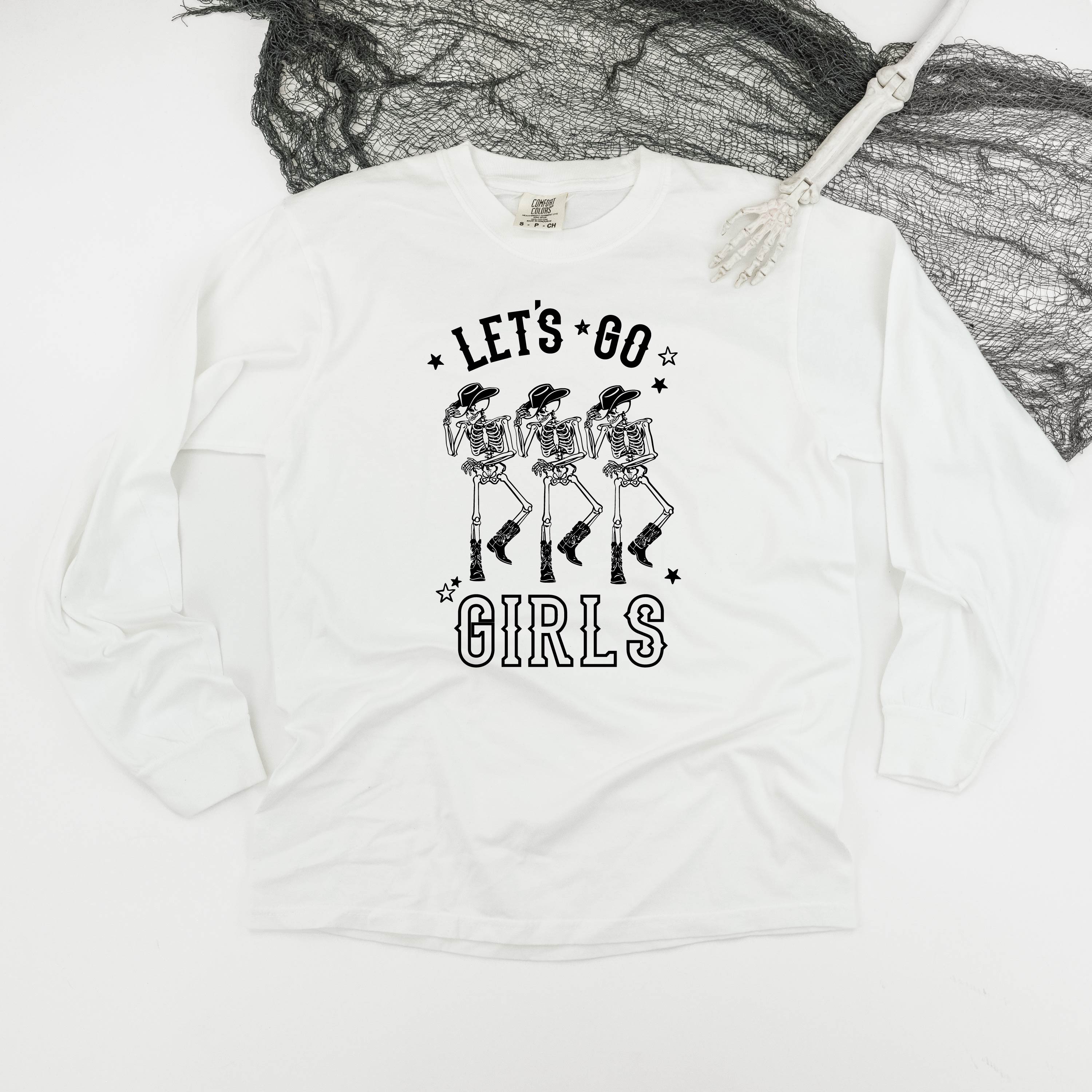 Cowgirl Skellies - Let's Go Girls - Long Sleeve Comfort Colors Tee Little Mama Shirt Shop