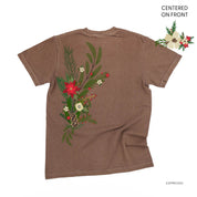 Poinsettia & Winter Flower Cascade (centered & b) - Comfort Colors Tee Little Mama Shirt Shop