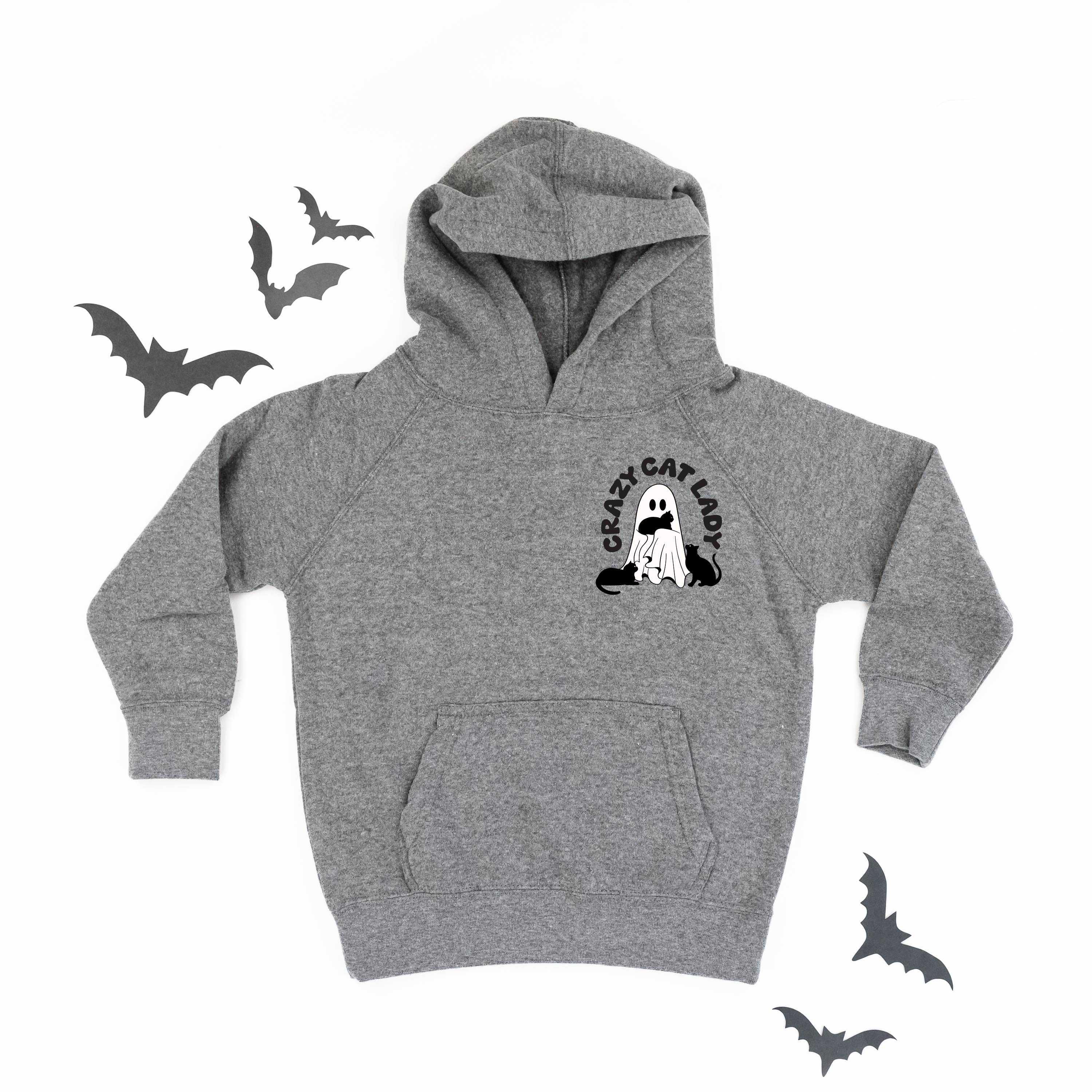 Crazy Cat Lady - POCKET DESIGN - NICKEL - Child Hoodie Little Mama Shirt Shop LLC