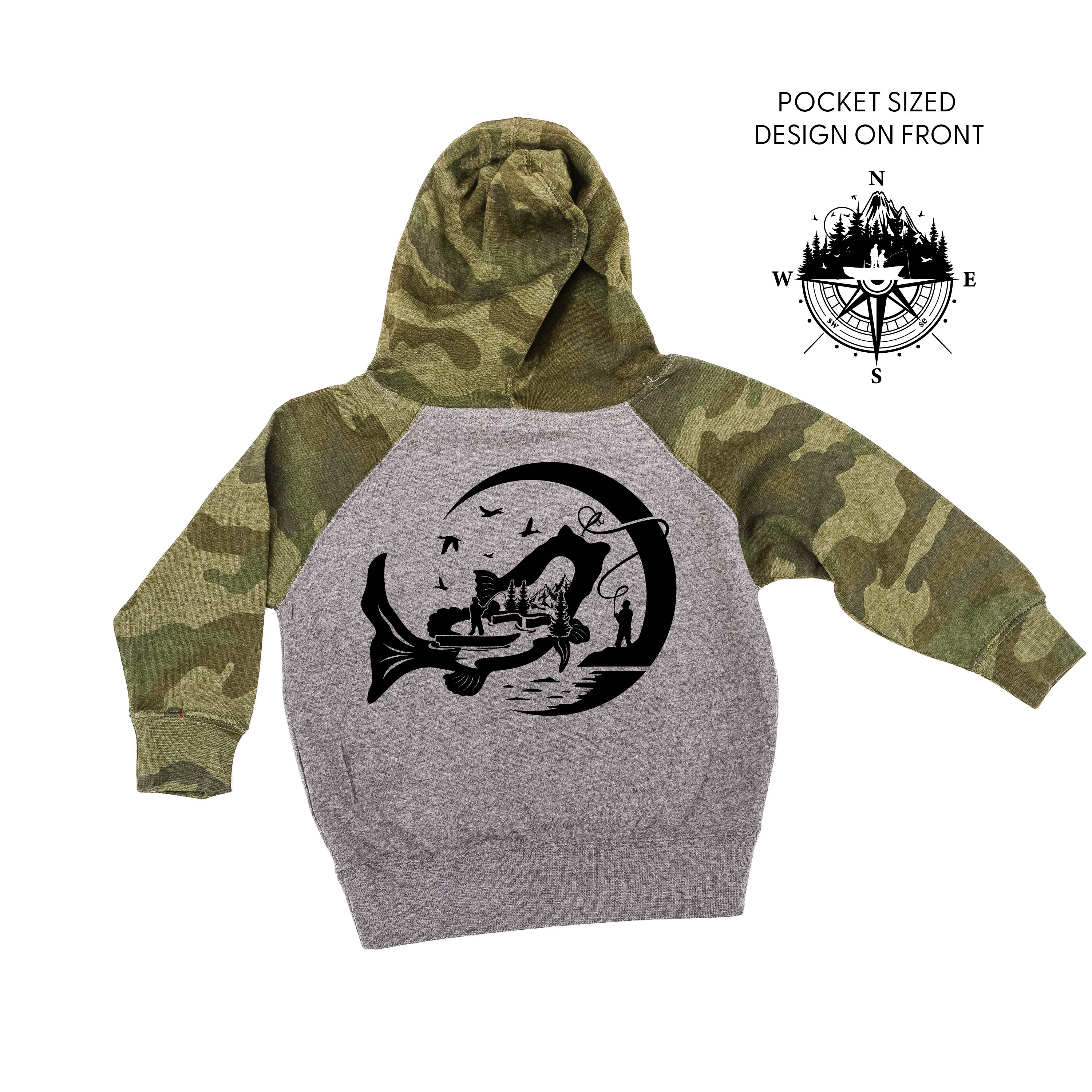 Fishing Compass - Fishing Scene (pf&b)  - Child HOODIE Little Mama Shirt Shop LLC
