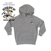 Fishing Skelly - Never Give Up (pf&b) - Child HOODIE Little Mama Shirt Shop LLC