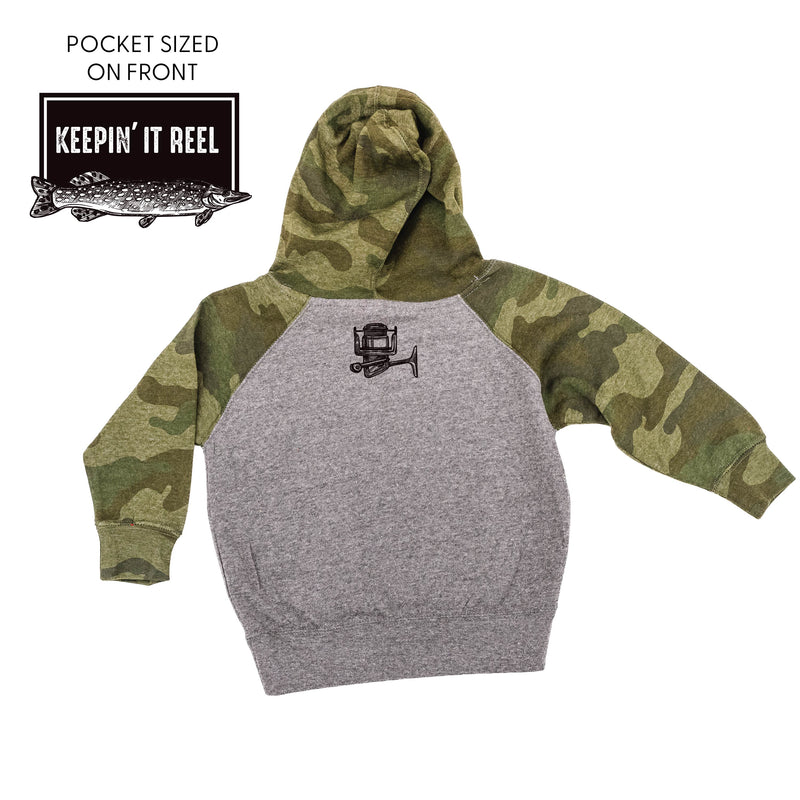 Keepin' It Reel Pocket Design on Front w/ Fishing Reel on Back - Child Hoodie