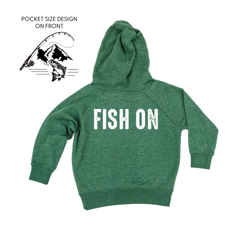 Mountain Fish & Pole Pocket Design on Front w/ FISH ON on Back - Child Hoodie