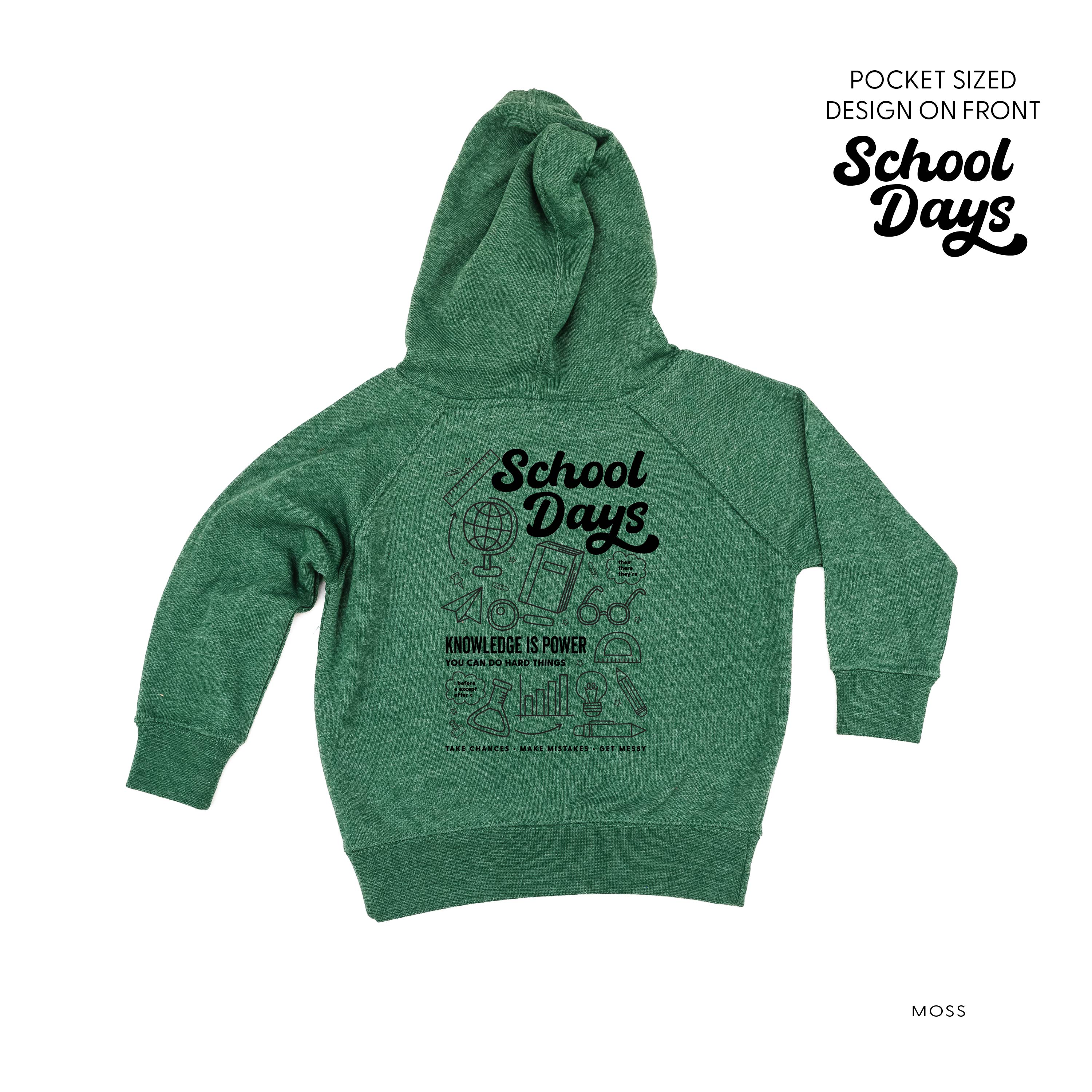 School Days Pocket Design on Front w/ Full School Days Design on Back - Child Hoodie Little Mama Shirt Shop LLC