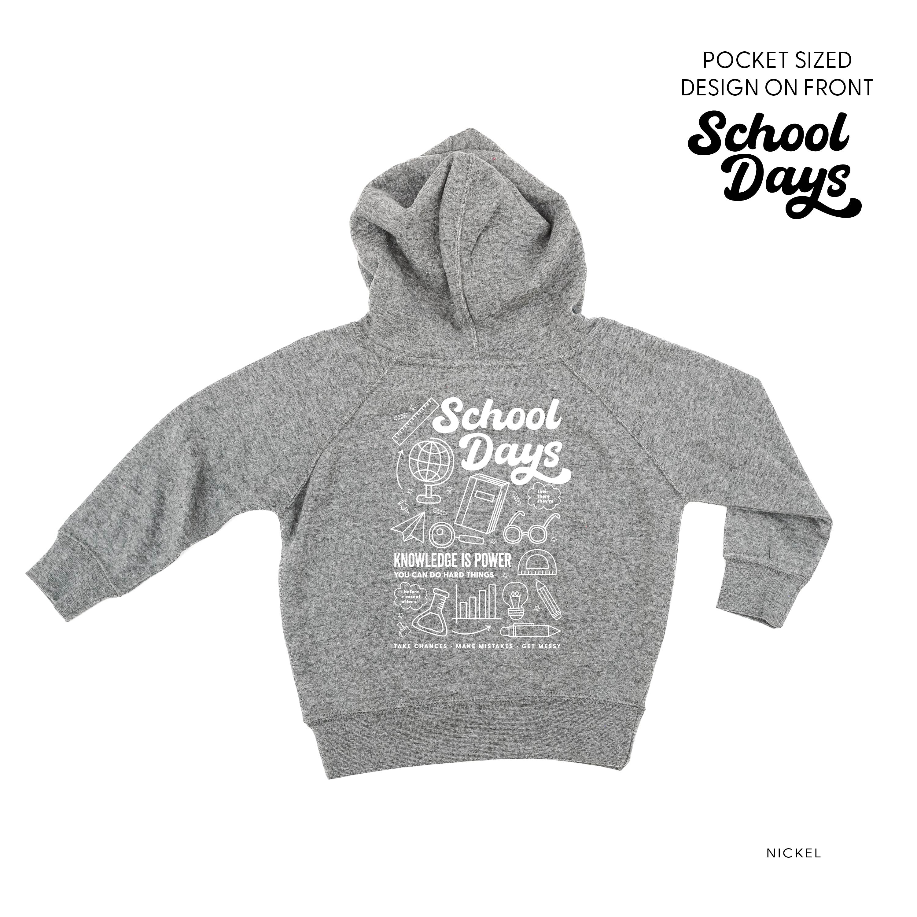 School Days Pocket Design on Front w/ Full School Days Design on Back - Child Hoodie Little Mama Shirt Shop LLC