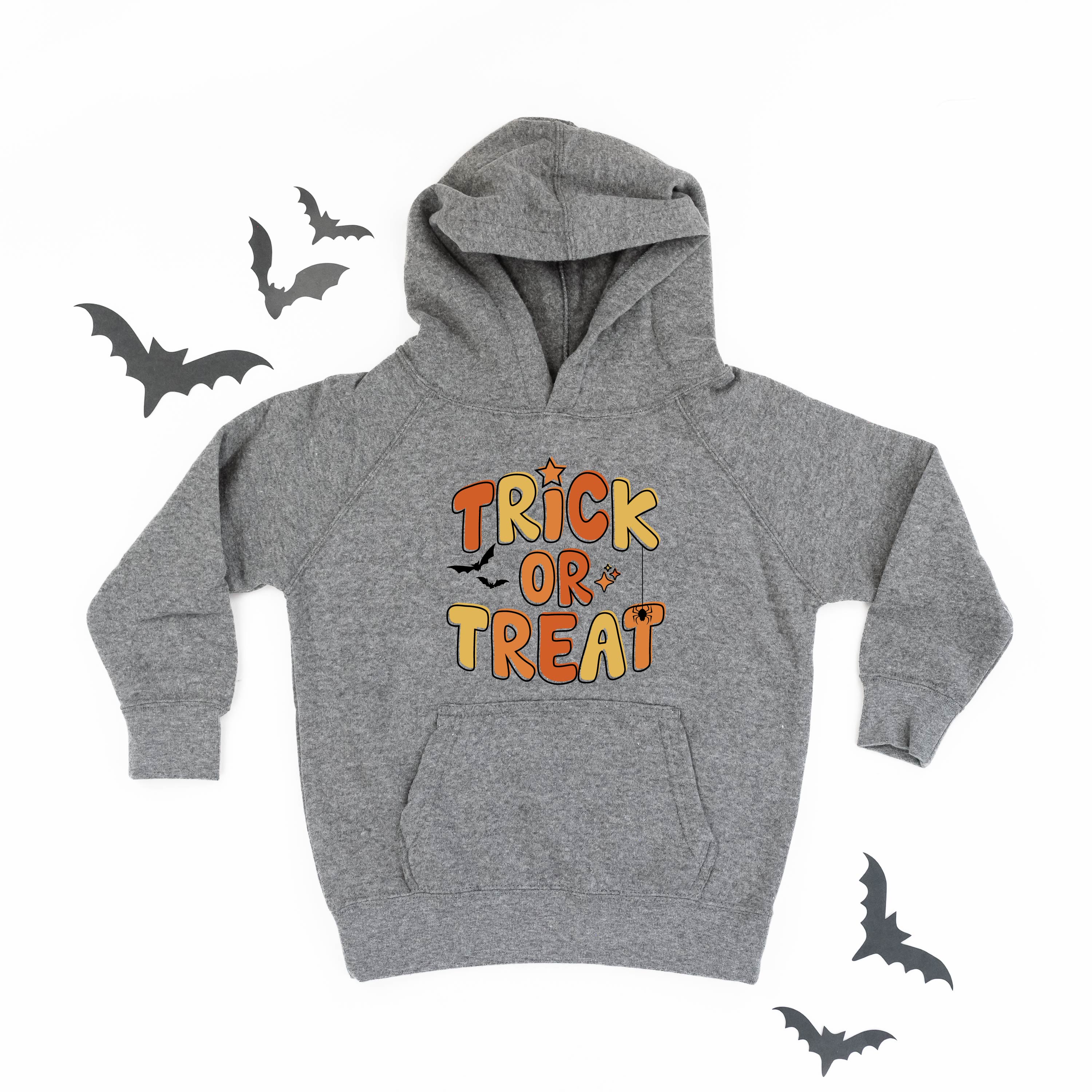 Trick or Treat (ORANGE/YELLOW) - NICKEL - Child Hoodie Little Mama Shirt Shop LLC
