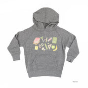Watercolor School Supplies - Child Hoodie Little Mama Shirt Shop LLC