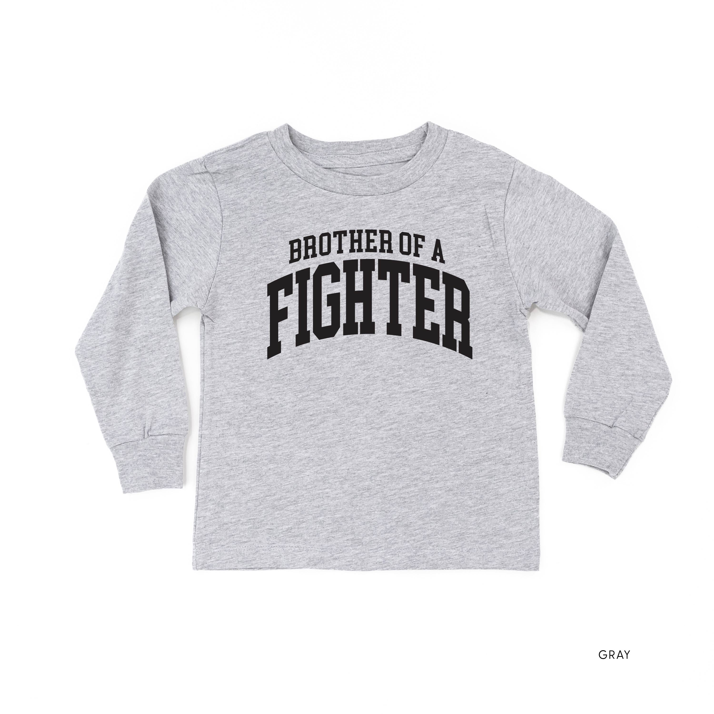Brother of a Fighter - Varsity - Child Long Sleeve Tee Little Mama Shirt Shop