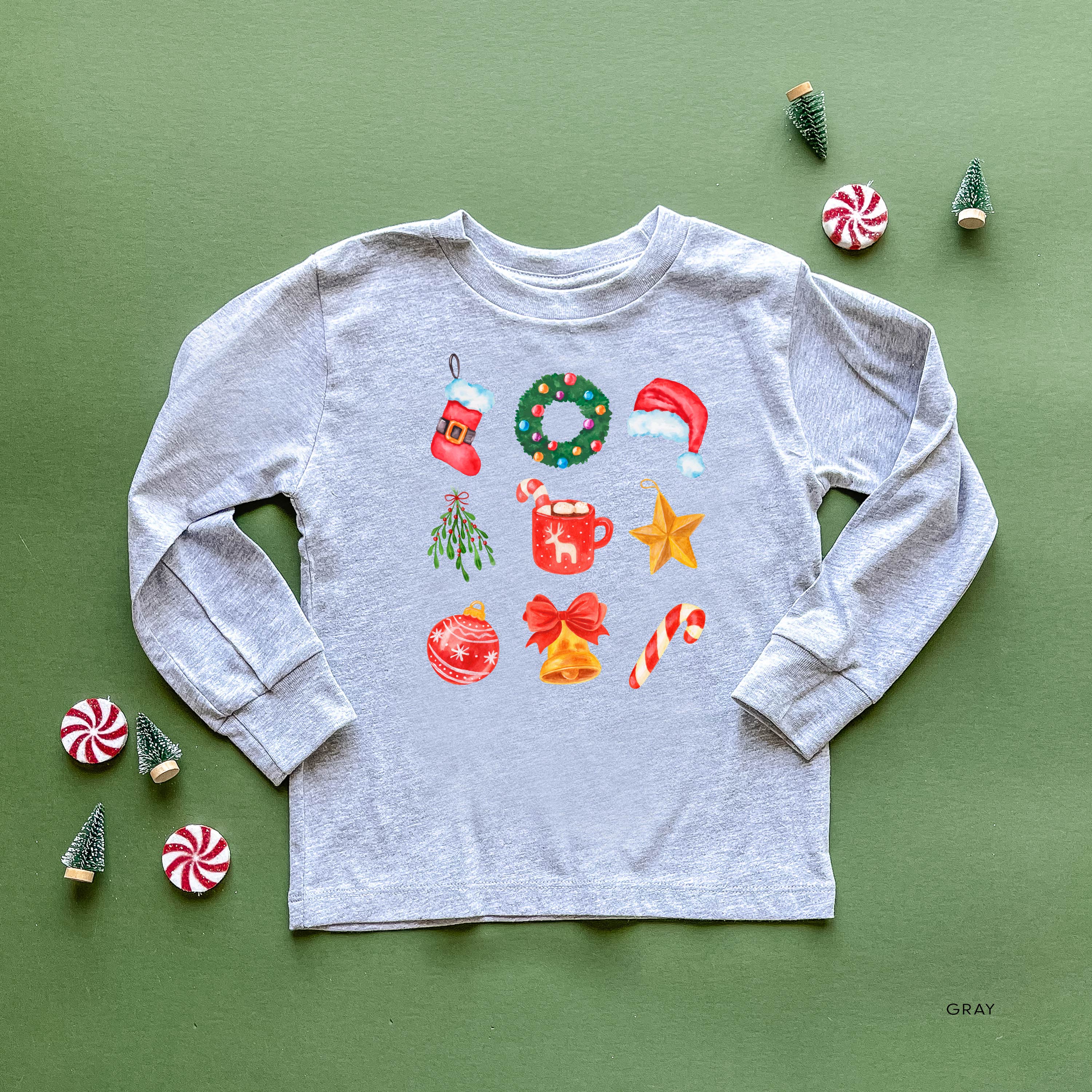 Classic Watercolor Christmas - Child LONG SLEEVE Tee Little Mama Shirt Shop