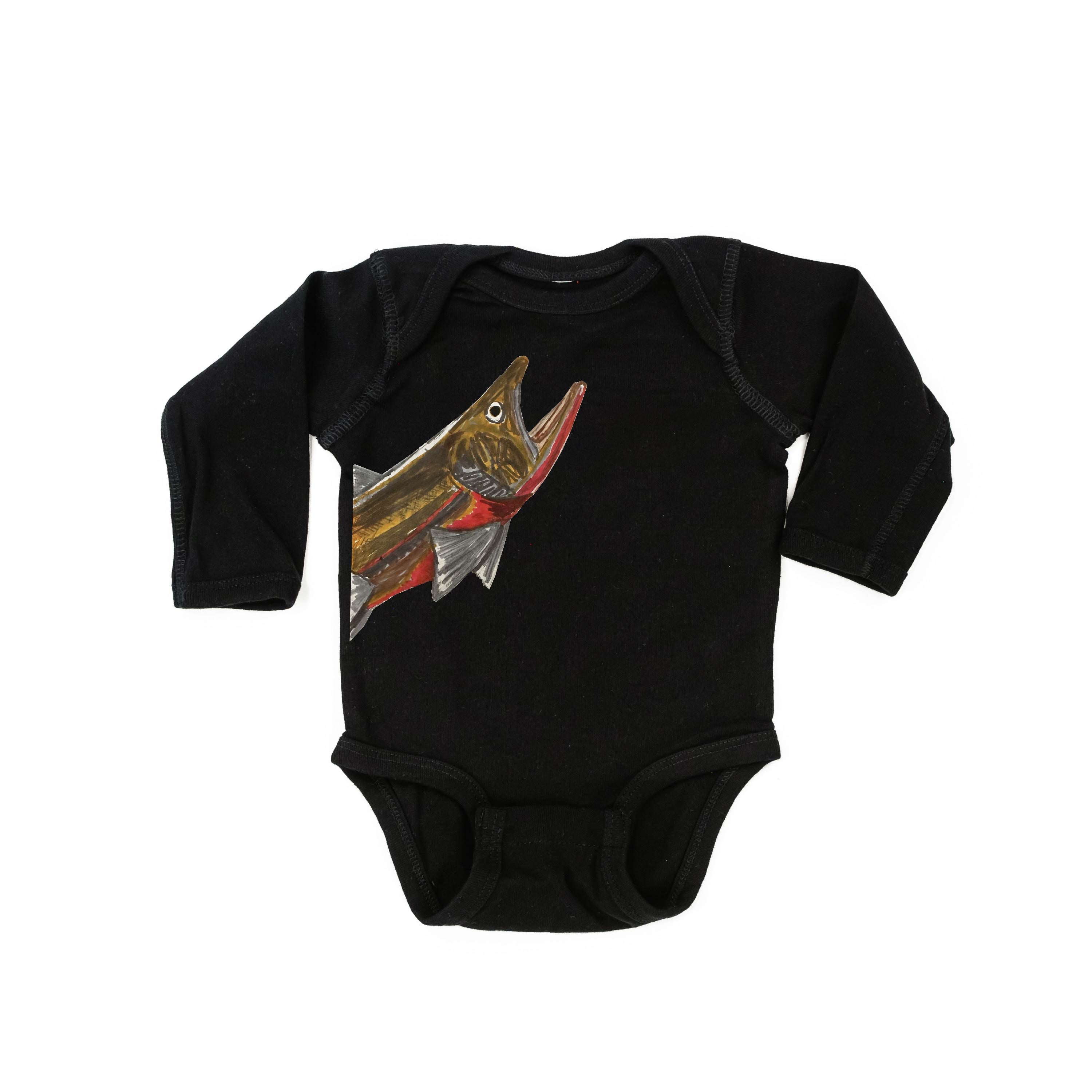 Cutthroat Trout - Hand Drawn - Child LONG SLEEVE Tee Little Mama Shirt Shop