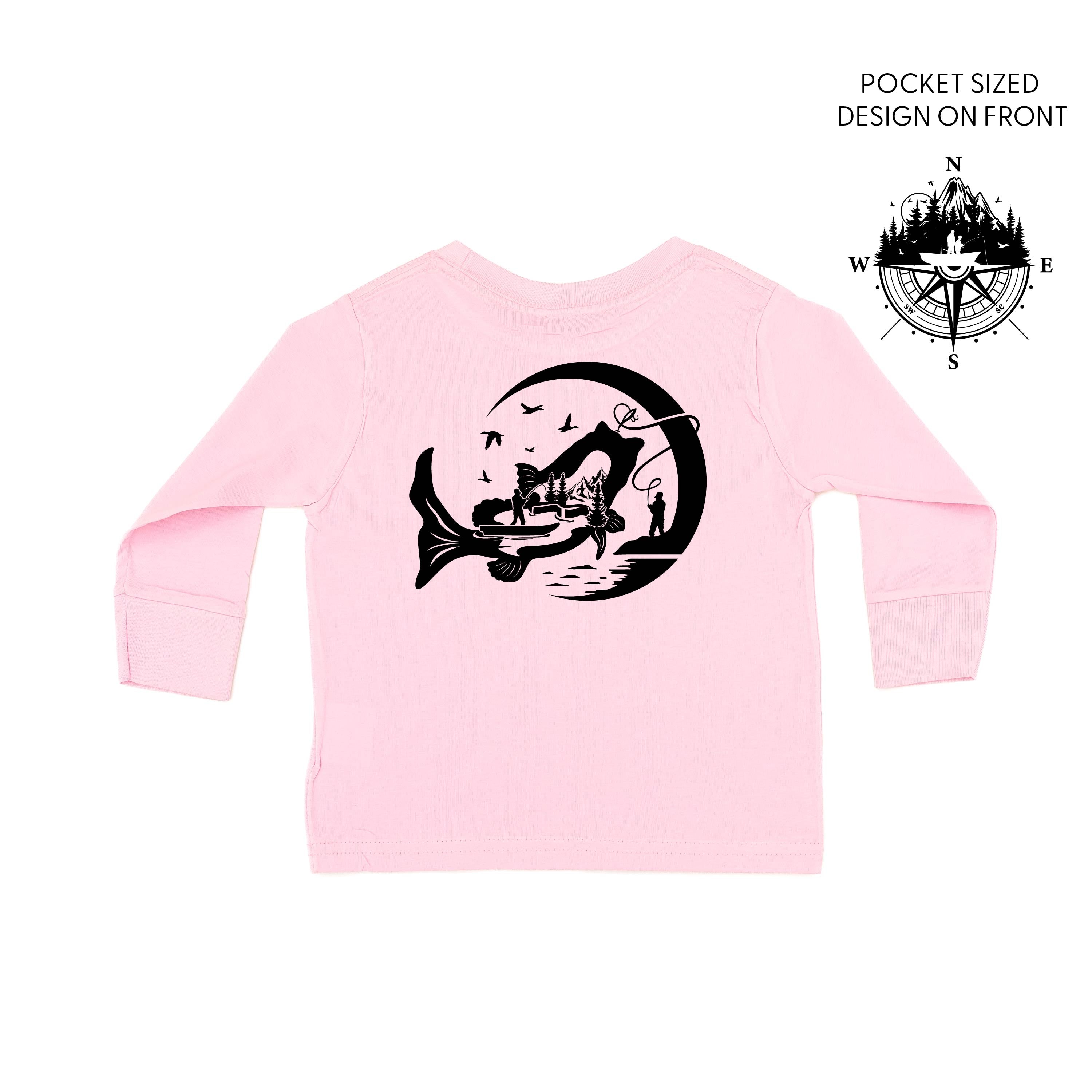 Fishing Compass - Fishing Scene (pf&b) - Child LONG SLEEVE Tee Little Mama Shirt Shop