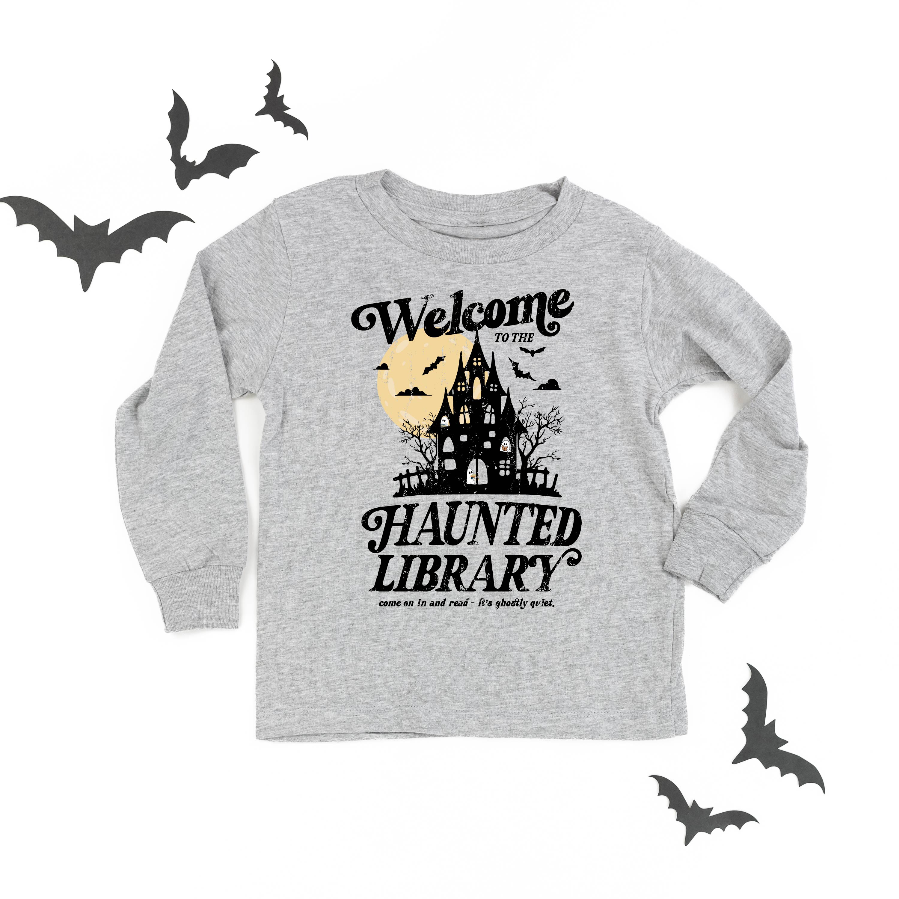 Haunted Library - Long Sleeve Child Shirt Little Mama Shirt Shop