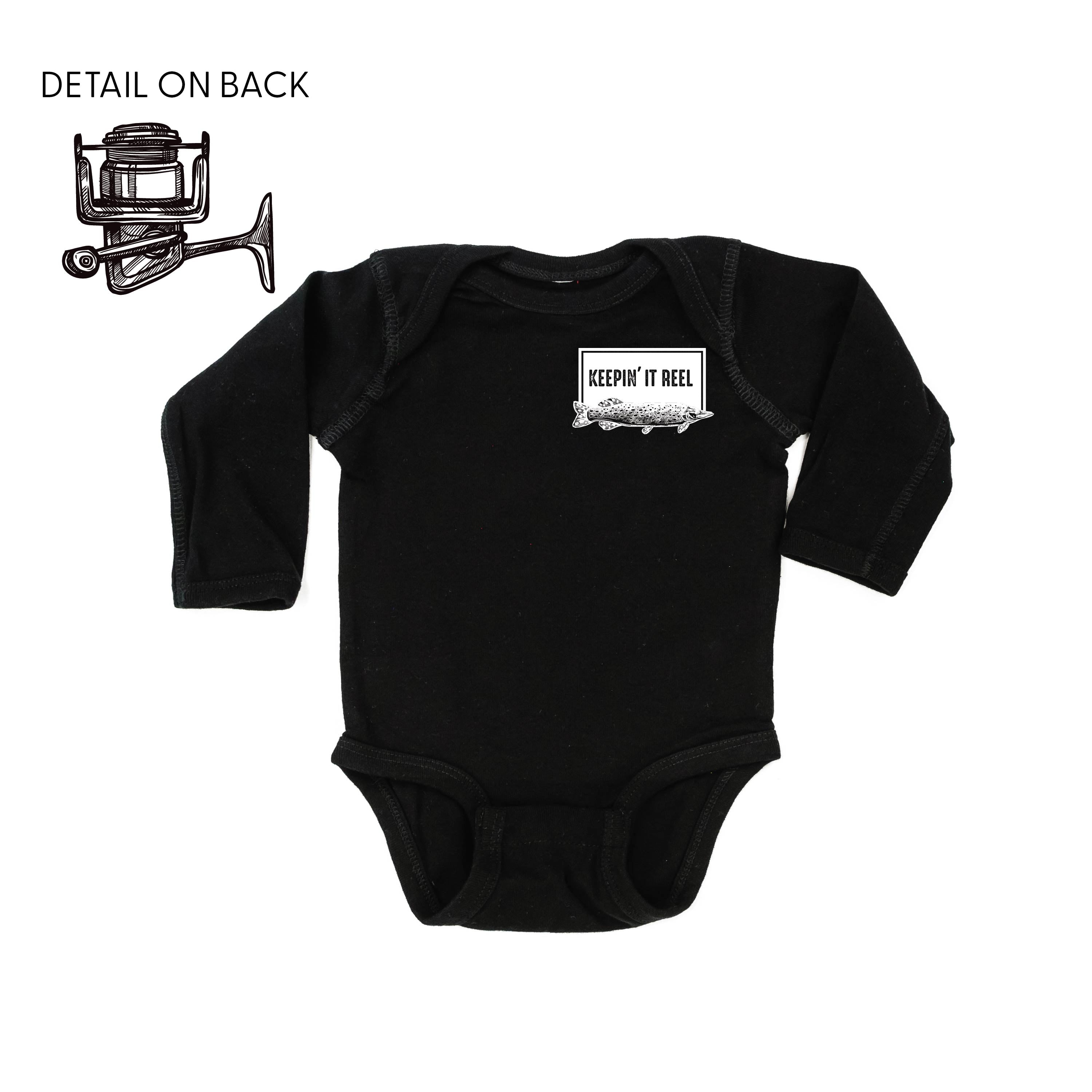 Keepin' It Reel - Fishing Reel (pf&b) - Child LONG SLEEVE Tee Little Mama Shirt Shop