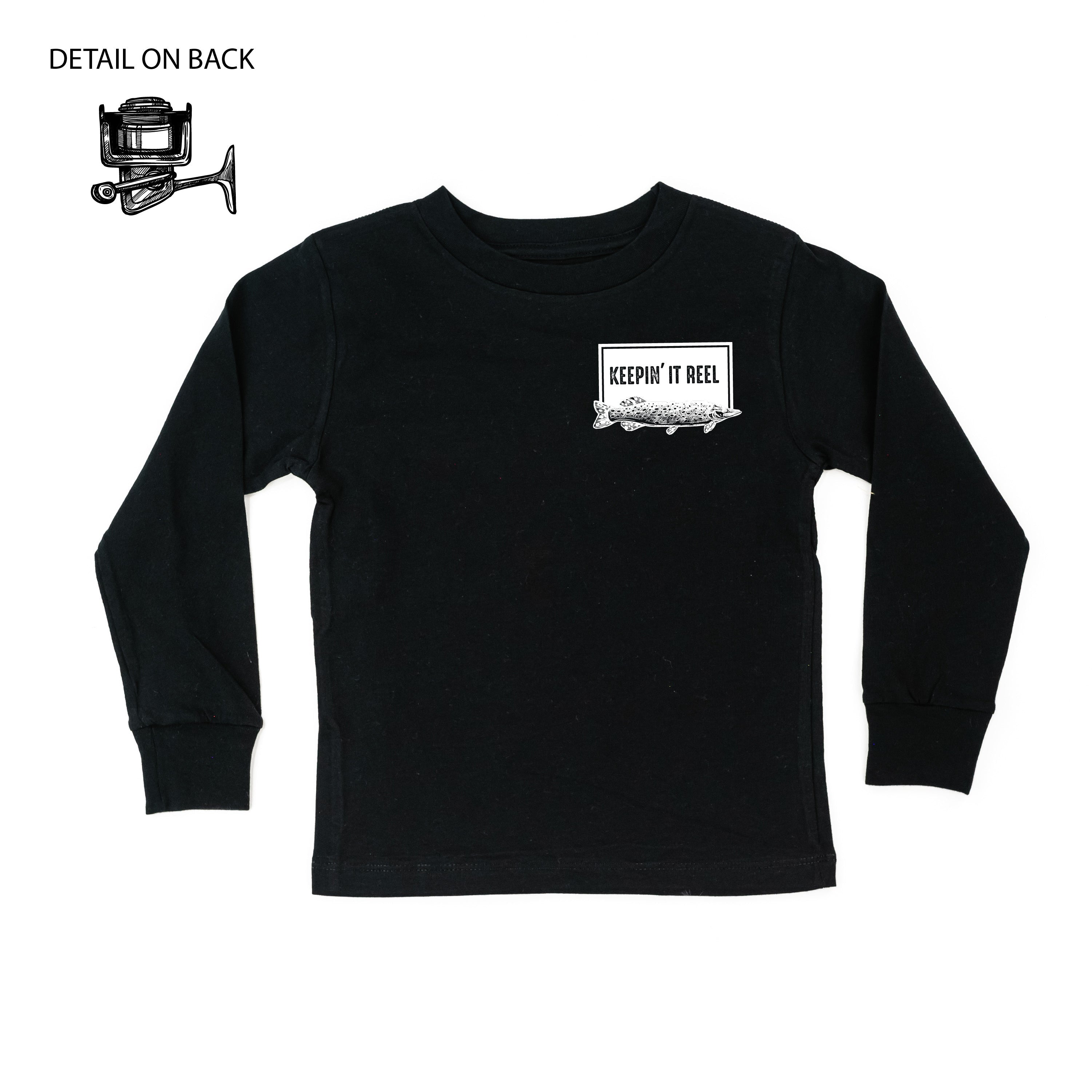 Keepin' It Reel - Fishing Reel (pf&b) - Child LONG SLEEVE Tee Little Mama Shirt Shop