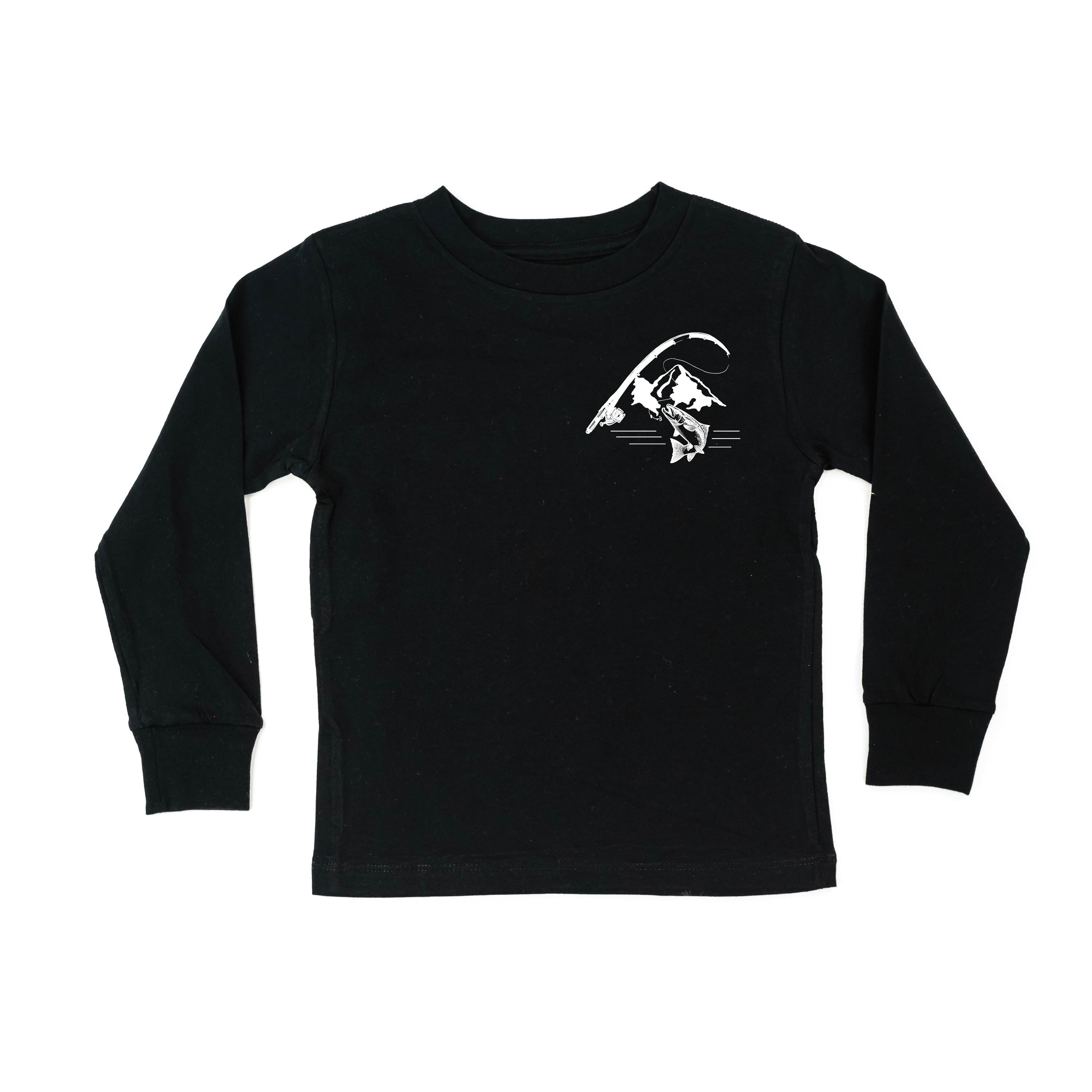 Mountain Fish & Pole - Fish On (pf&b) - Child LONG SLEEVE Tee Little Mama Shirt Shop