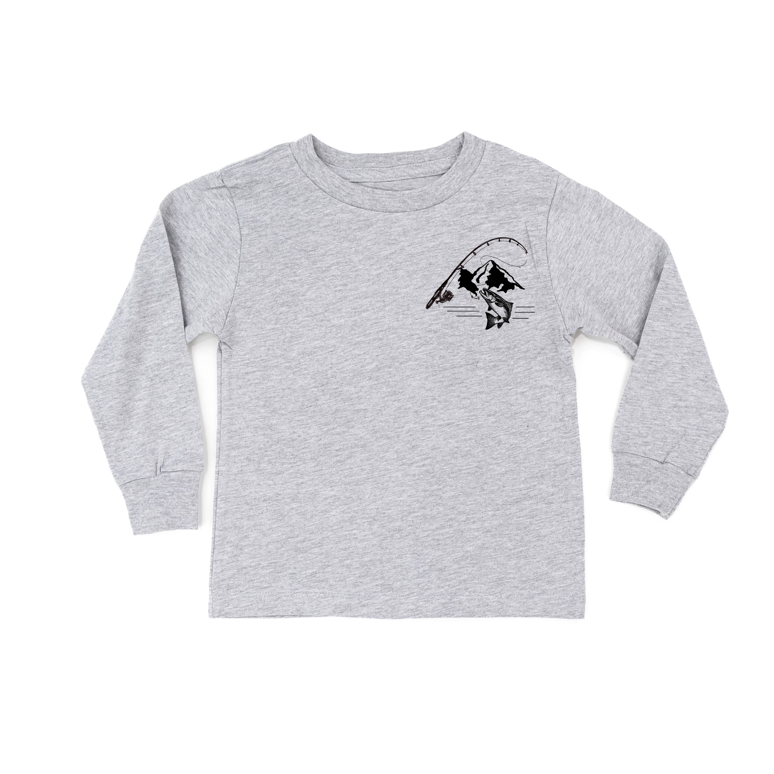 Mountain Fish & Pole - Fish On (pf&b) - Child LONG SLEEVE Tee Little Mama Shirt Shop