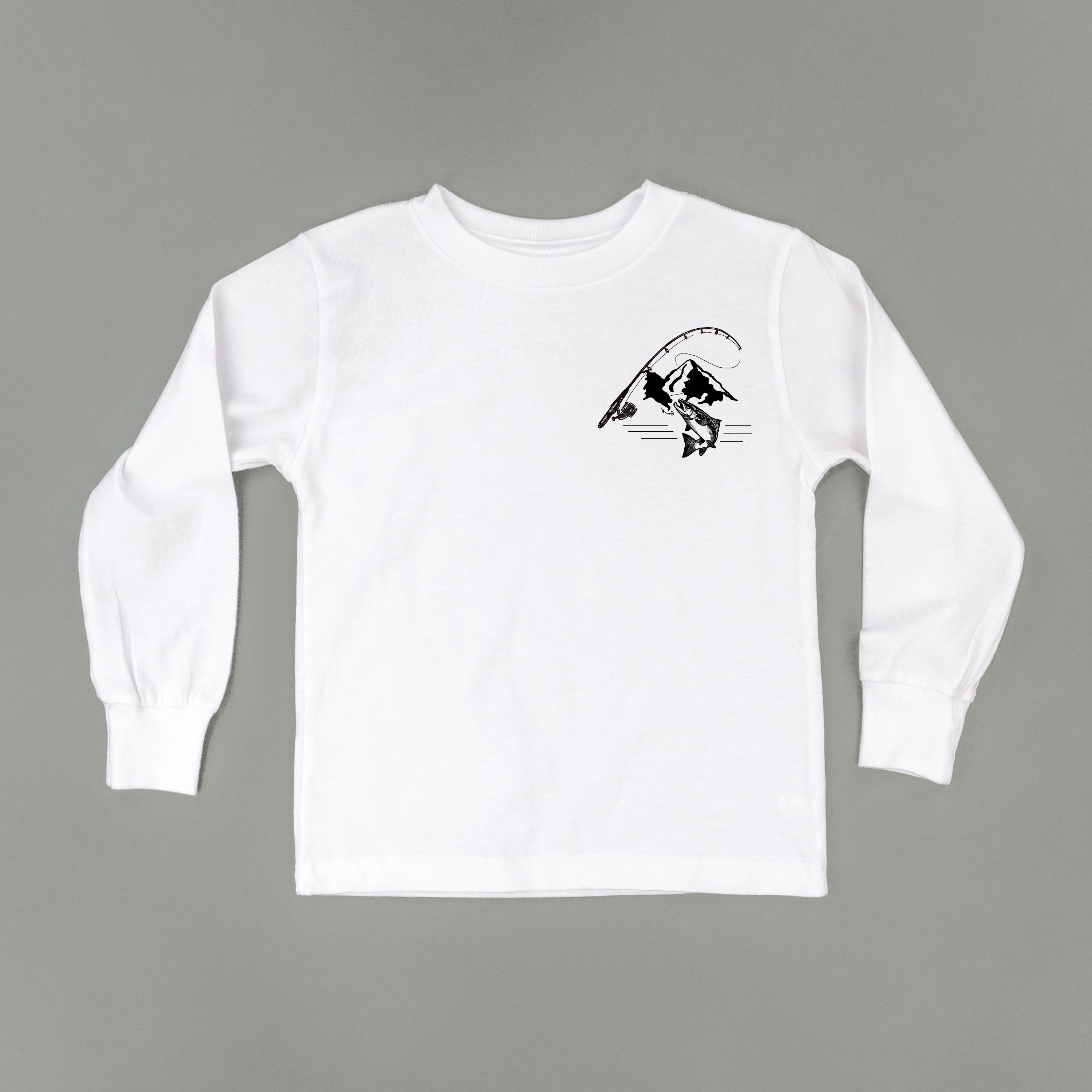 Mountain Fish & Pole - Fish On (pf&b) - Child LONG SLEEVE Tee Little Mama Shirt Shop