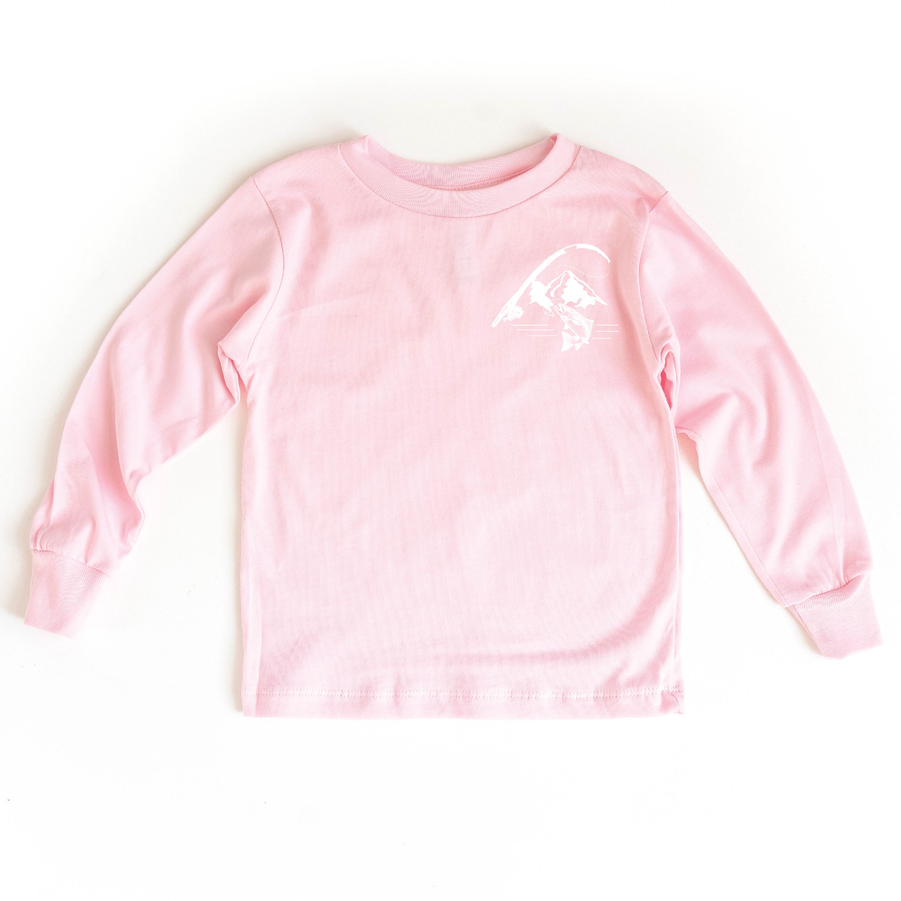 Mountain Fish & Pole - Fish On (pf&b) - Child LONG SLEEVE Tee Little Mama Shirt Shop