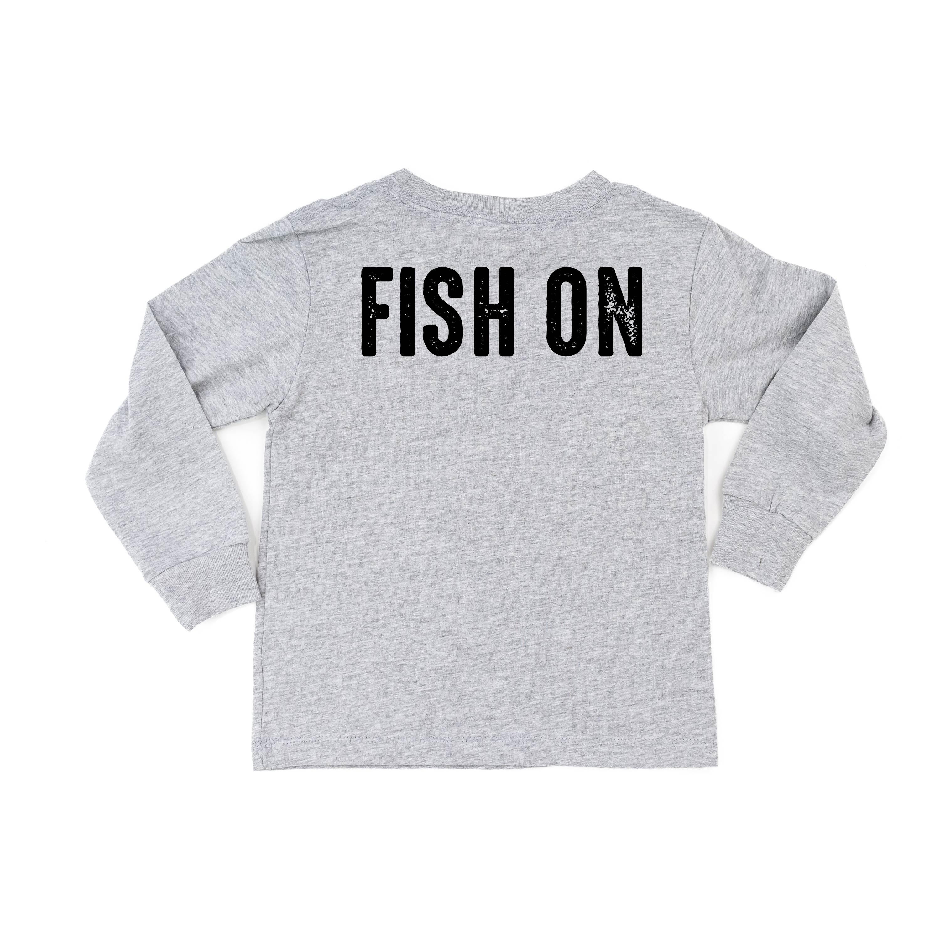 Mountain Fish & Pole - Fish On (pf&b) - Child LONG SLEEVE Tee Little Mama Shirt Shop