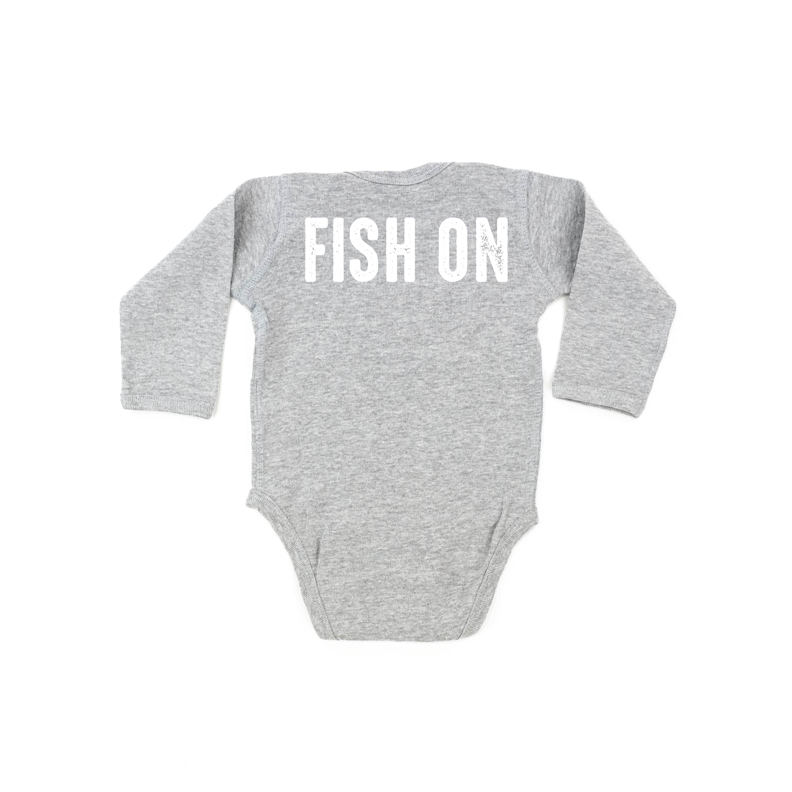 Mountain Fish & Pole - Fish On (pf&b) - Child LONG SLEEVE Tee Little Mama Shirt Shop