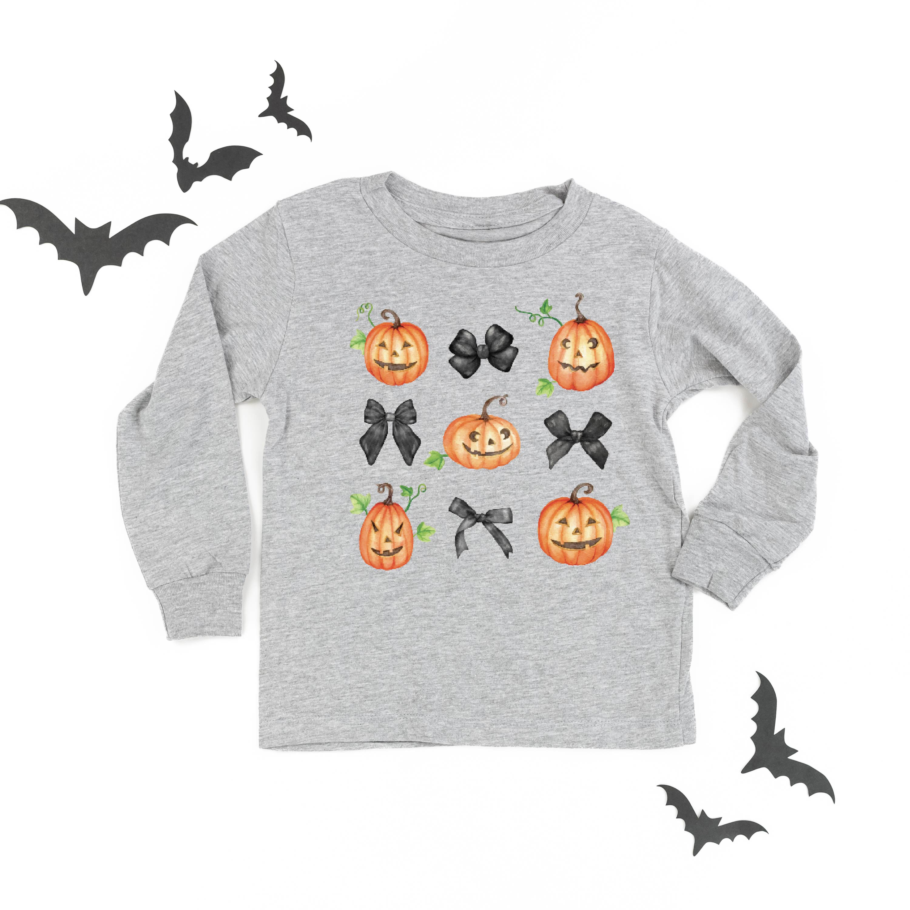 Pumpkins-n-Bows - Long Sleeve Child Shirt Little Mama Shirt Shop