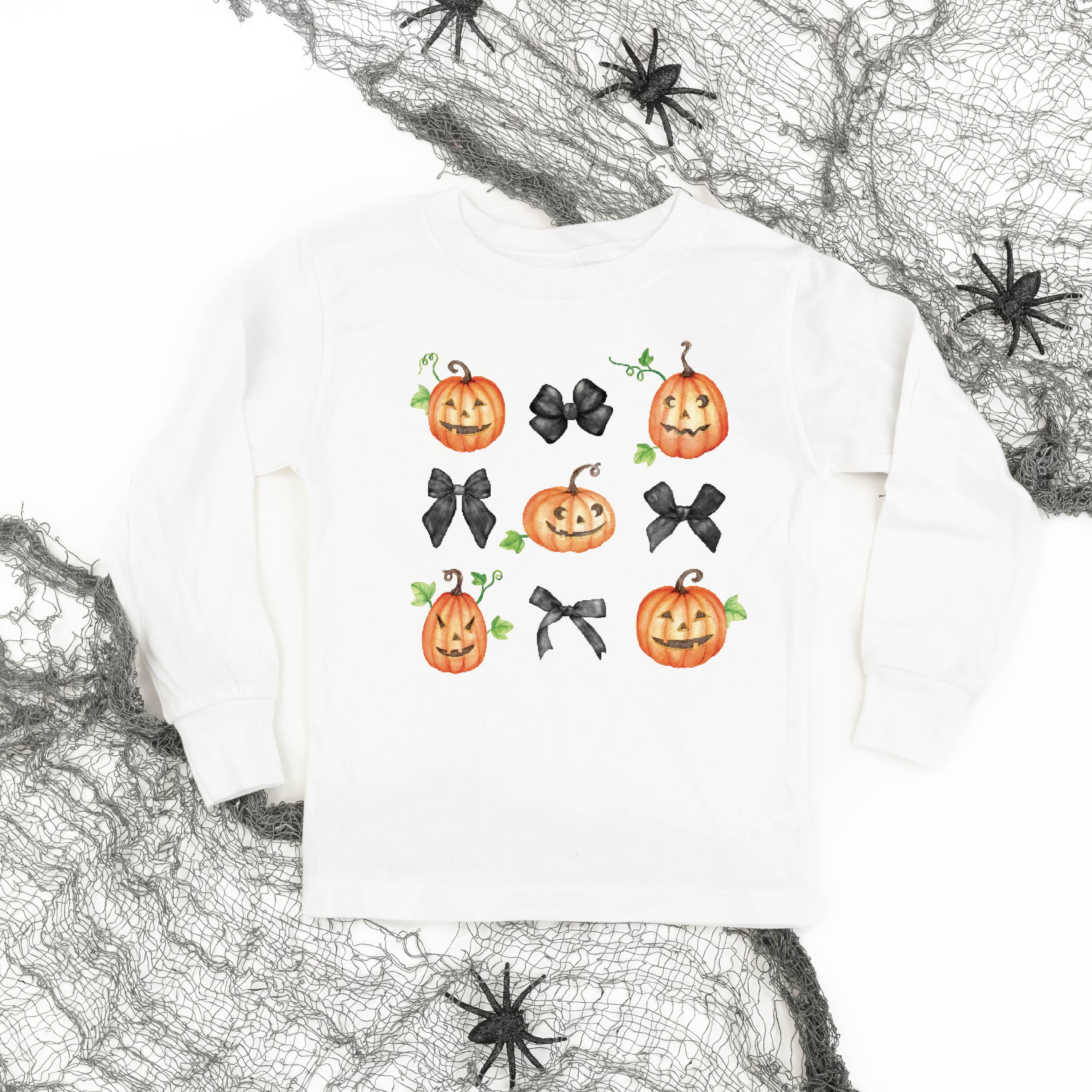 Pumpkins-n-Bows - Long Sleeve Child Shirt Little Mama Shirt Shop