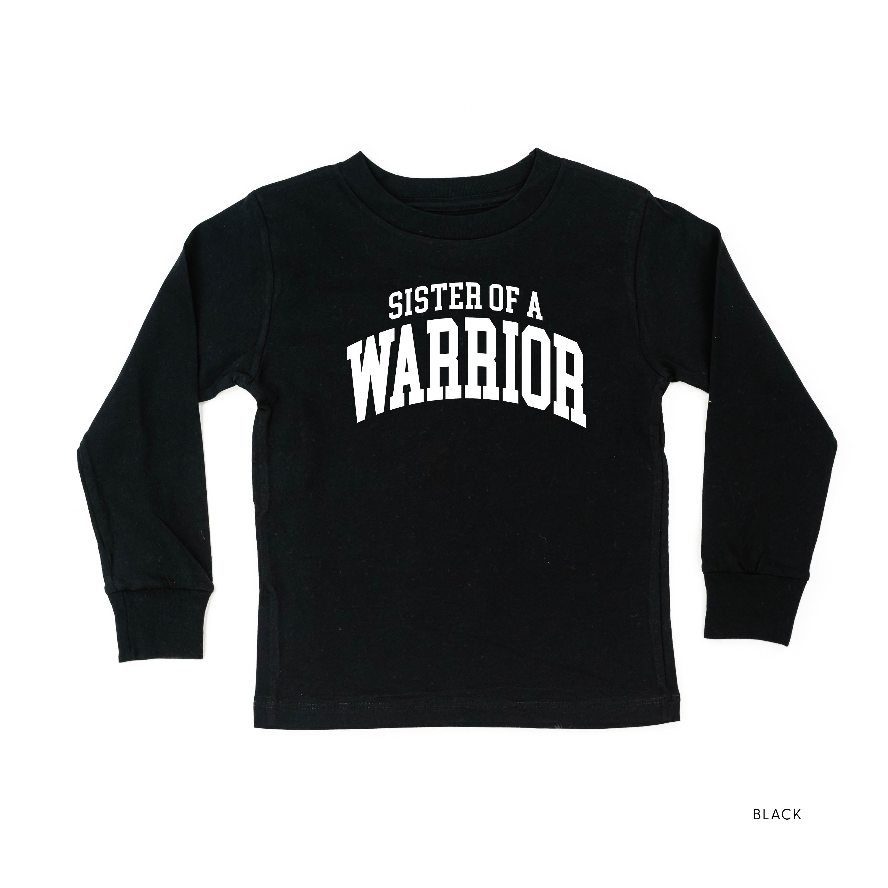 Sister of a Warrior - Varsity - Child Long Sleeve Tee Little Mama Shirt Shop