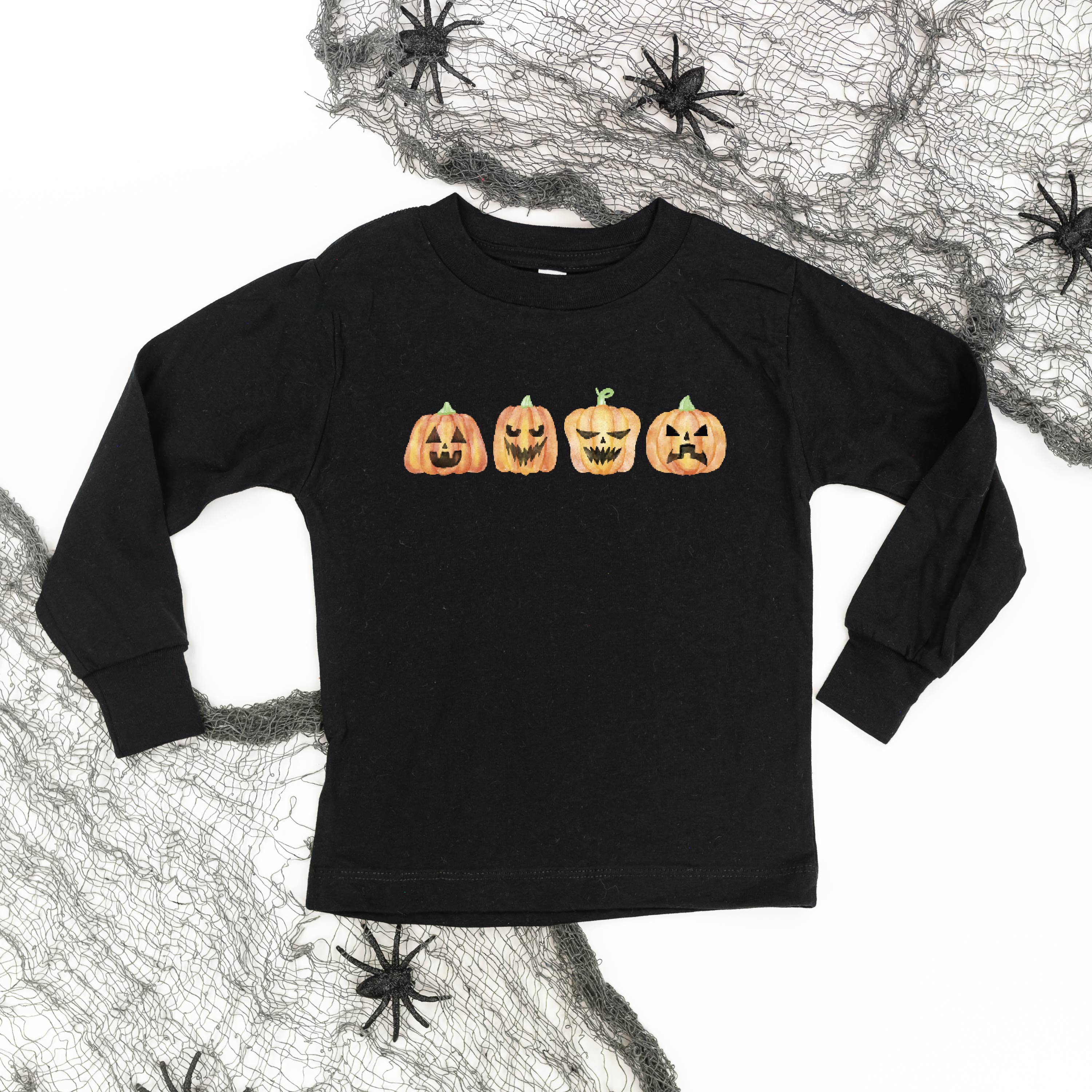 Watercolor Jack-o'-lanterns - Long Sleeve Child Shirt Little Mama Shirt Shop
