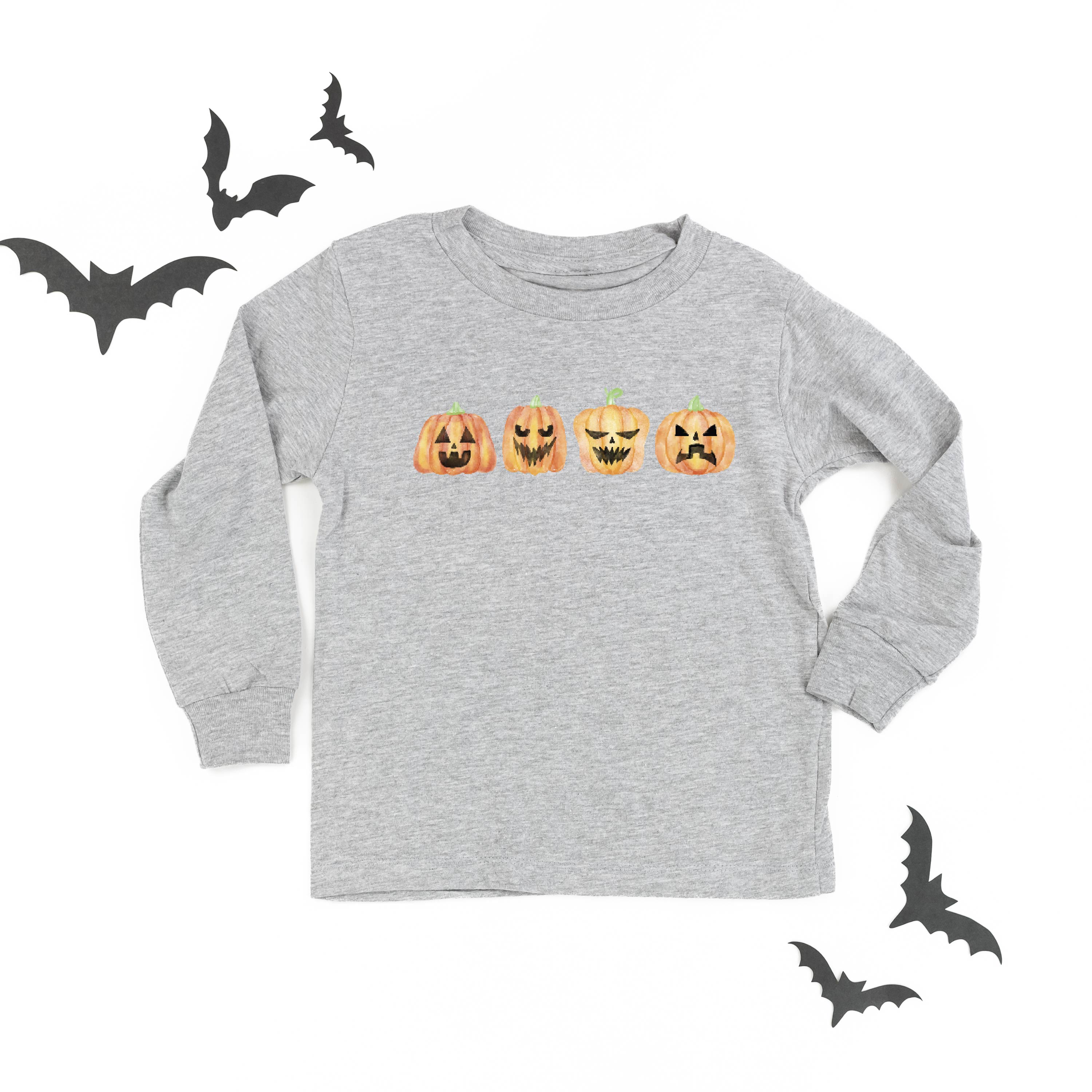 Watercolor Jack-o'-lanterns - Long Sleeve Child Shirt Little Mama Shirt Shop