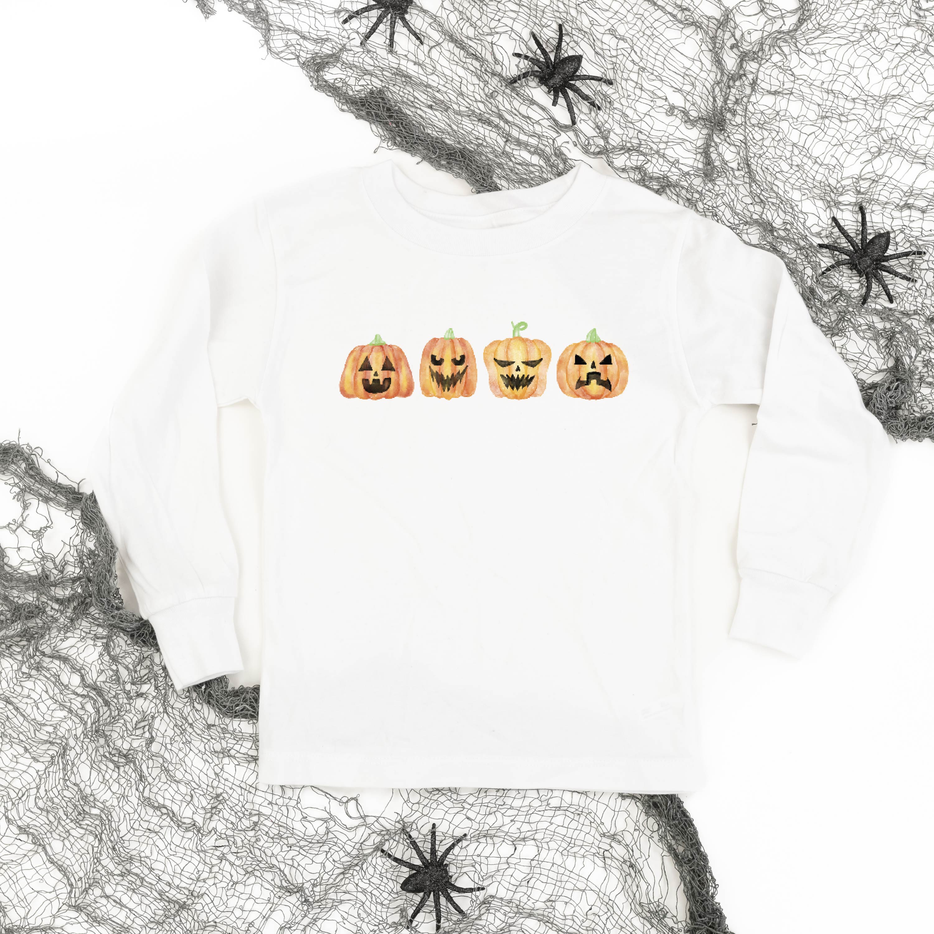 Watercolor Jack-o'-lanterns - Long Sleeve Child Shirt Little Mama Shirt Shop