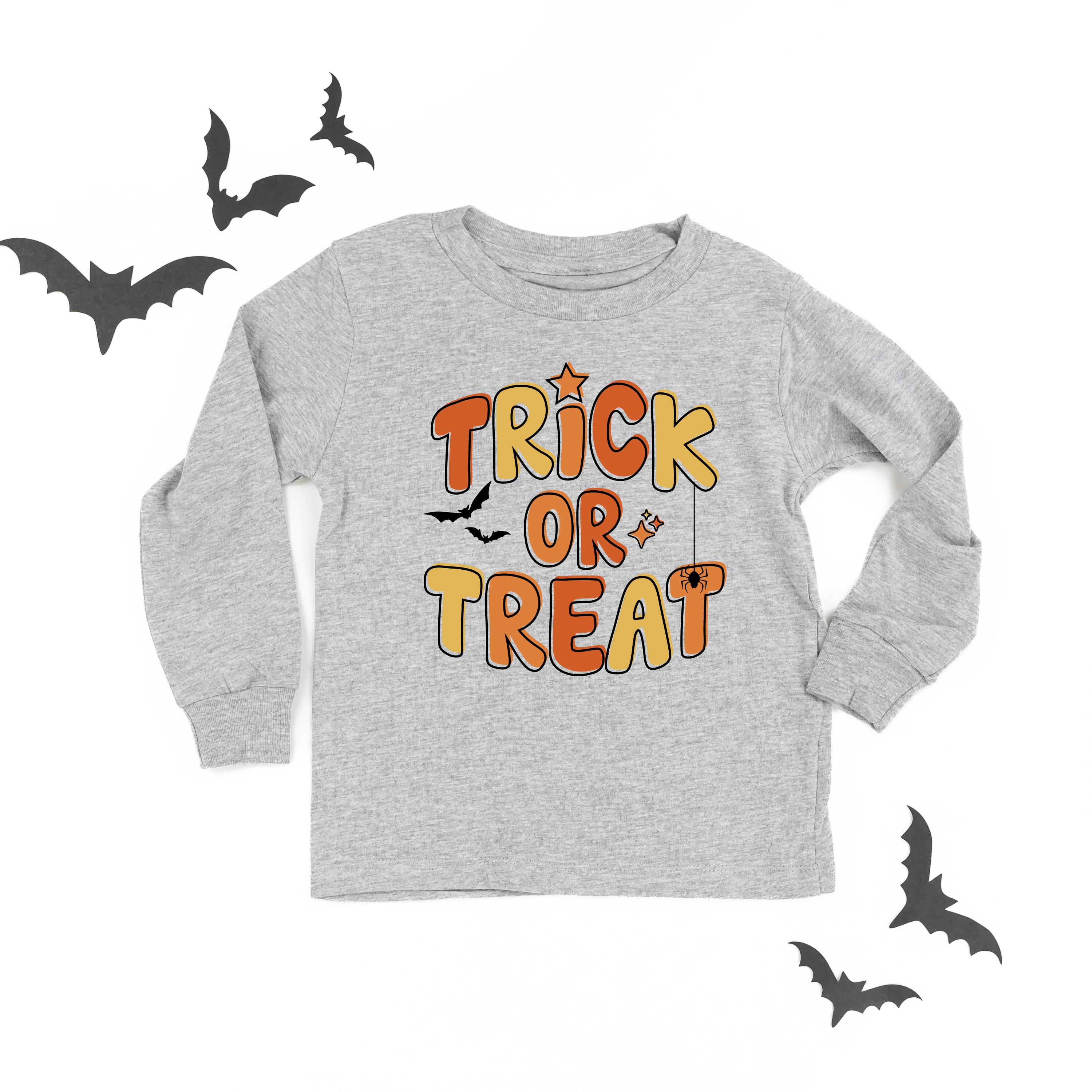 Trick or Treat (ORANGE/YELLOW) - Long Sleeve Child Shirt Little Mama Shirt Shop