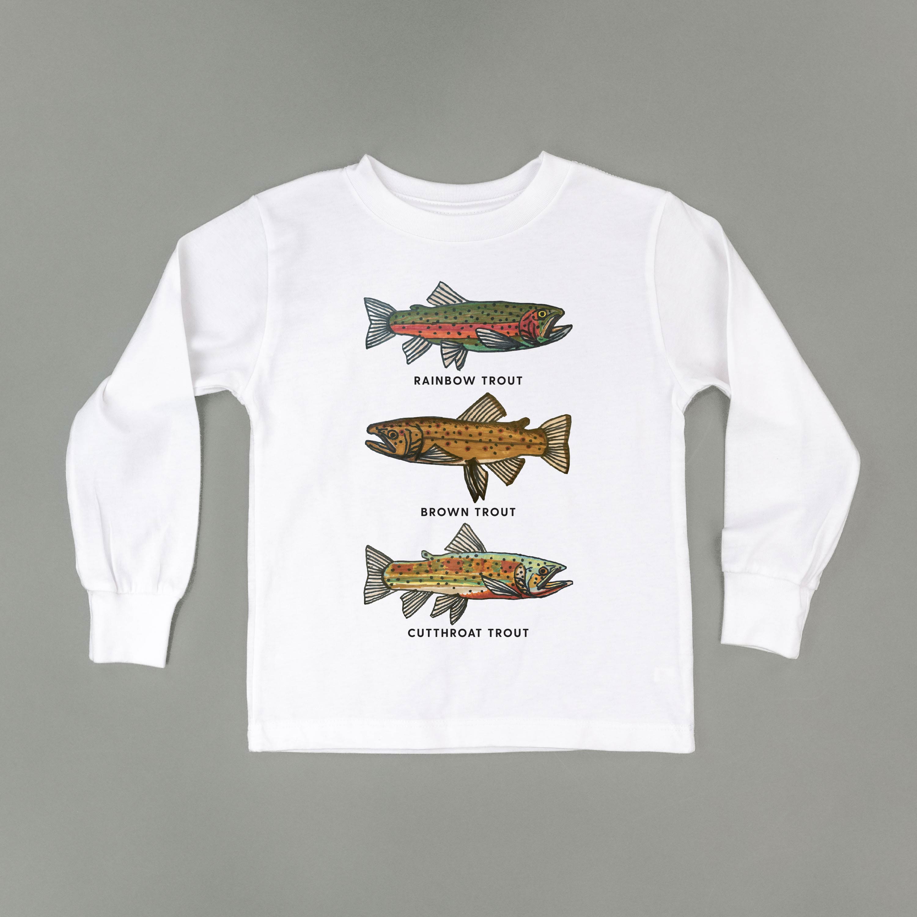 Trout Chart - Hand Drawn - Child LONG SLEEVE Tee Little Mama Shirt Shop