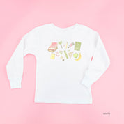 Watercolor School Supplies - Long Sleeve Child Shirt Little Mama Shirt Shop