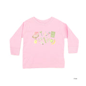 Watercolor School Supplies - Long Sleeve Child Shirt Little Mama Shirt Shop