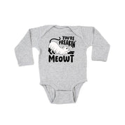 You're Freakin' Meowt! (with lower back detail) - Long Sleeve Child Shirt Little Mama Shirt Shop