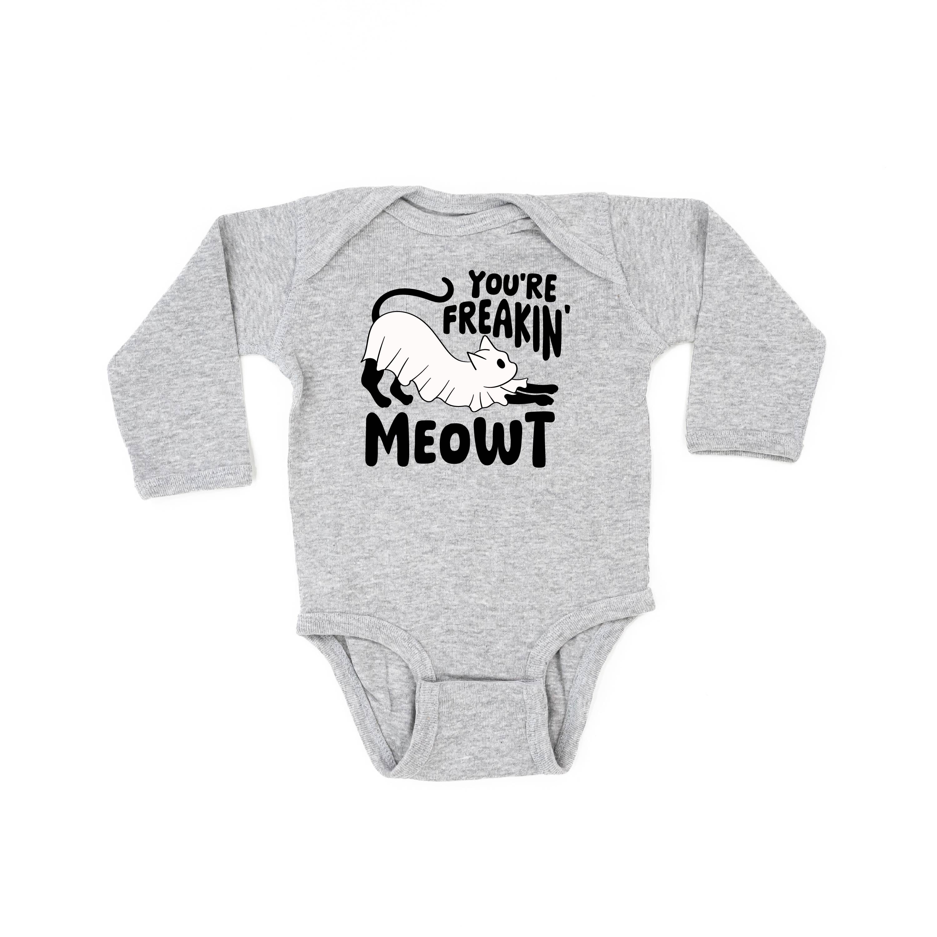 You're Freakin' Meowt! (with lower back detail) - Long Sleeve Child Shirt Little Mama Shirt Shop