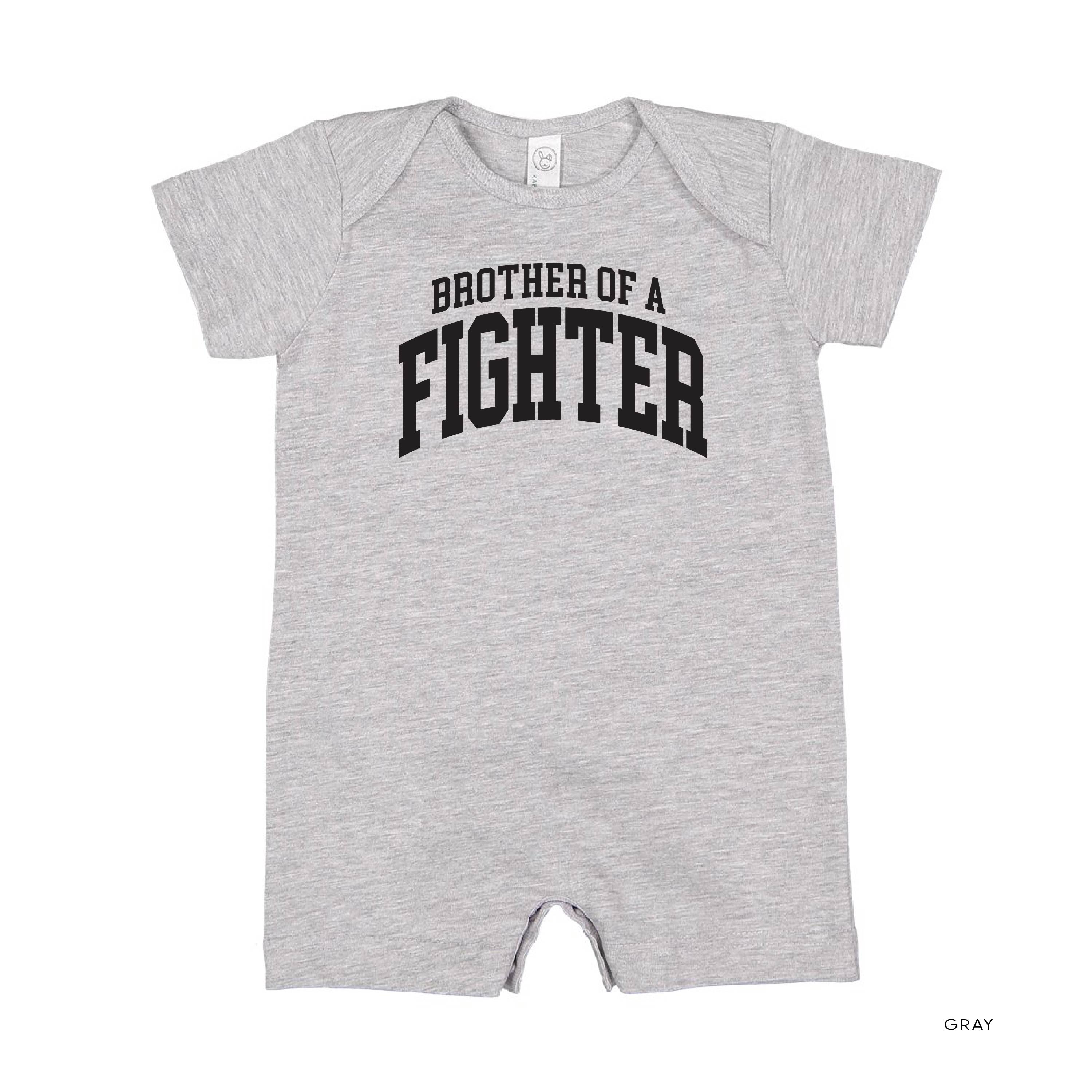 Brother of a Fighter - Varsity - Short Sleeve / Shorts - One Piece Baby Romper Little Mama Shirt Shop