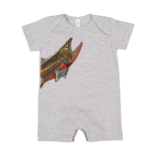 Cutthroat Trout - Hand Drawn - Short Sleeve / Shorts - One Piece Baby Romper