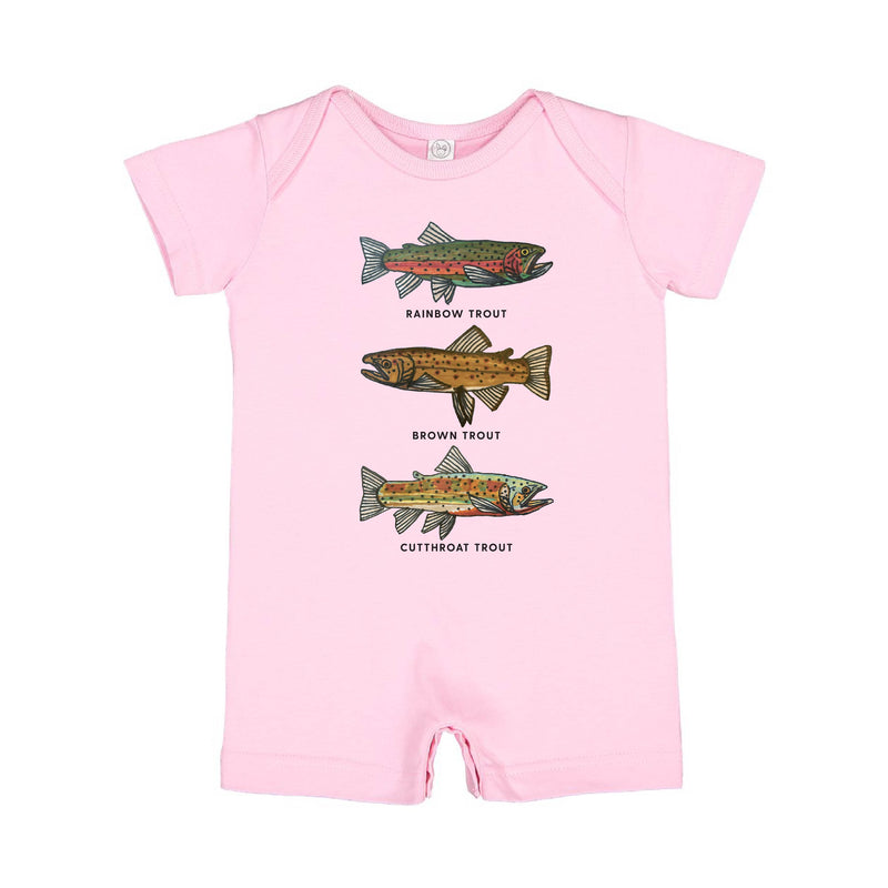 Trout Chart - Hand Drawn - Short Sleeve / Shorts - One Piece Baby Romper